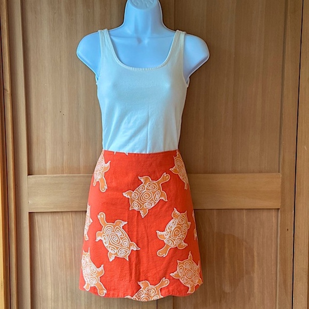 Vintage Lilly Pulitzer Skirt in Orange Sea Turtle Print
